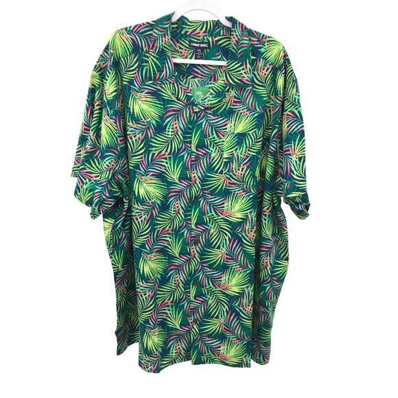 Lands' End Tropical Palm Print Short Sleeve Button Down Shirt 4XL Ecovero - Picture 1 of 8